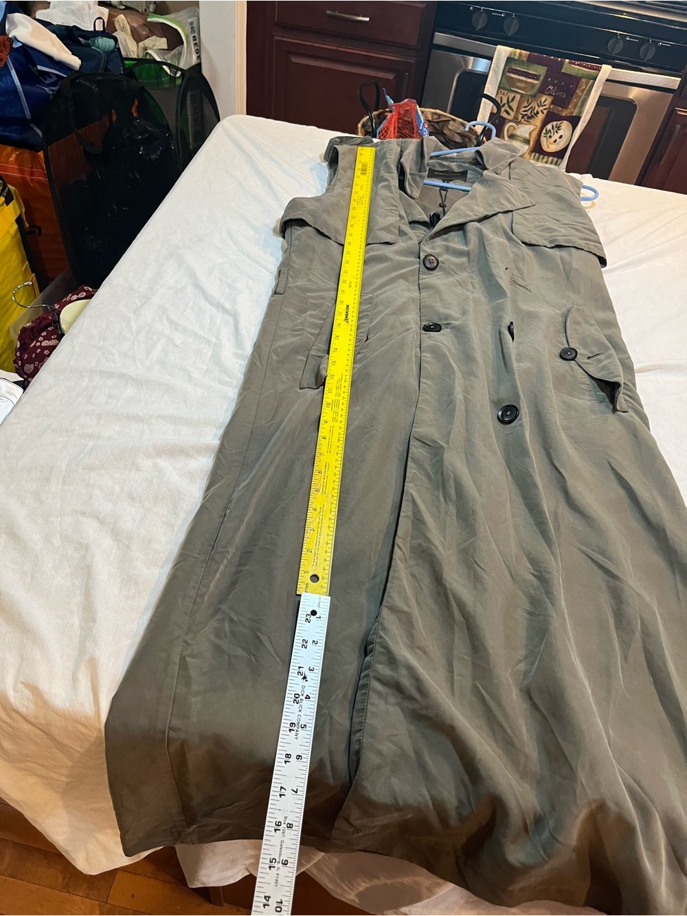 Bcbg Long Sleeveless Trench jacket - Olive Green - Picture 5 of 9